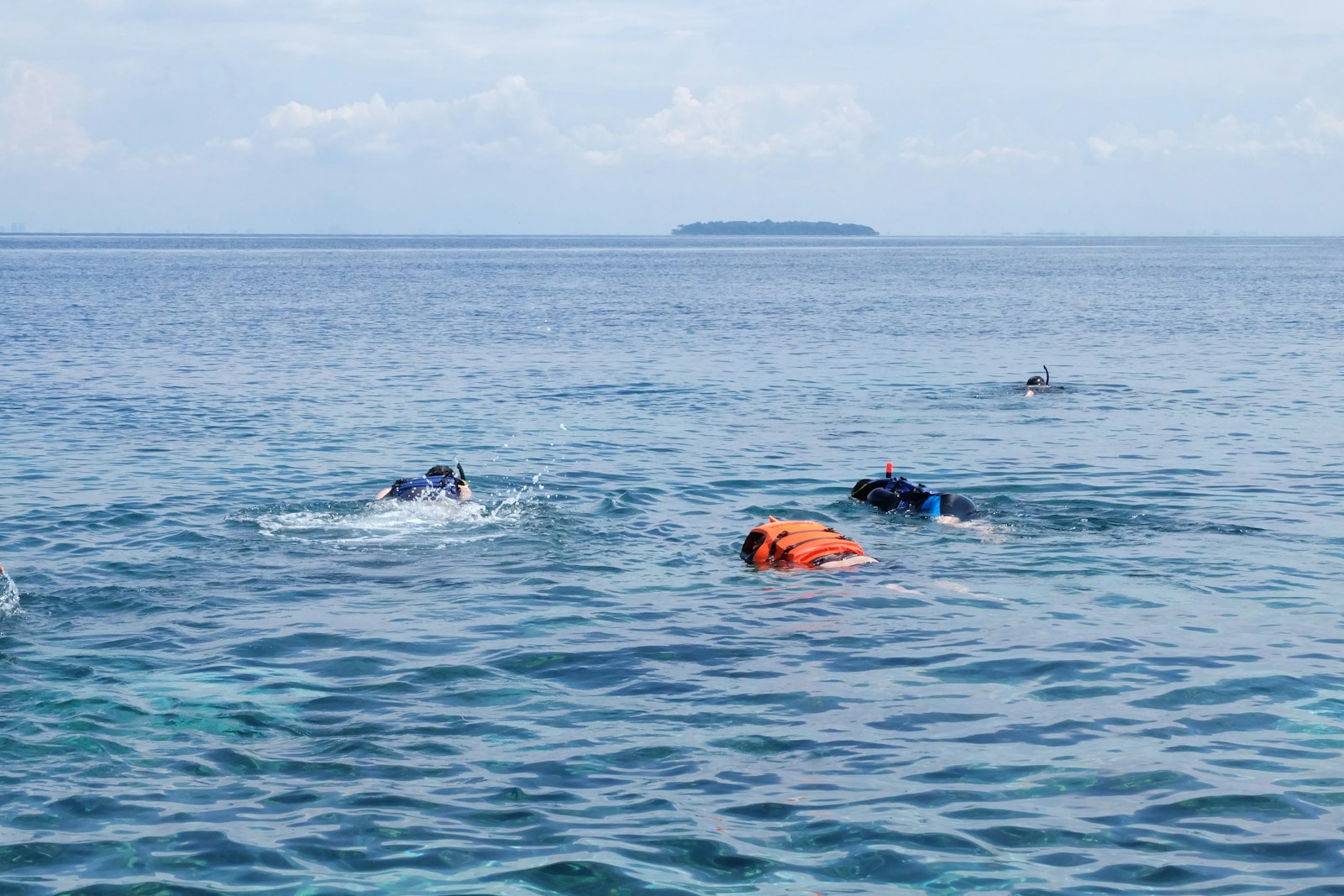 2 person swimming on sea during daytime